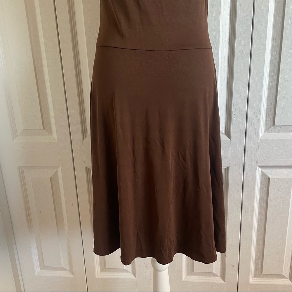 VTG Softwear by Mark Singer Halter Dress Womens M Brown Liquid Knit Chamonix USA - Picture 6 of 14